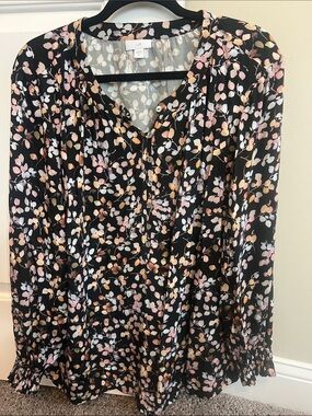 J.Jill Floral Button-Front Blouse – Size XL Petite